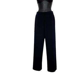 St. John Women's Black Santana Knit Wide Leg Pants Wide Elastic Waistband Size 4